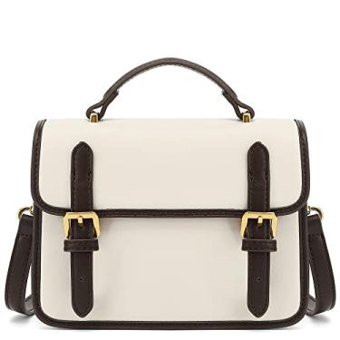 Imagem de Scarleton Bolsas para mulheres, bolsas transversais para mulheres, mini bolsas estruturadas, bolsa de ombro com alça superior, H2077, branco/café, Small