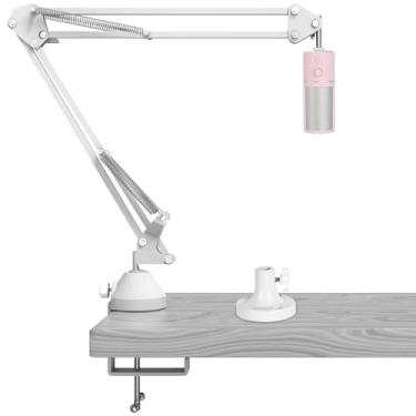 Imagem de Geekria Braço de microfone para criadores compatível com Razer Seiren V3 Chroma, V3 Mini, X, Mini braço boom de microfone com suporte de flange de mesa, suporte de suspensão, braço de tesoura de