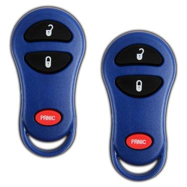Imagem de KeylessOption chave de controle remoto para entrada sem chave para chave de carro Substituição para GQ43VT17T, 04686481 Azul (pacote com 2)