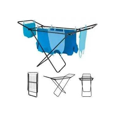 Imagem de Varal de Chão PRETO MOR com Abas em Aço Não enferruja Dobrável