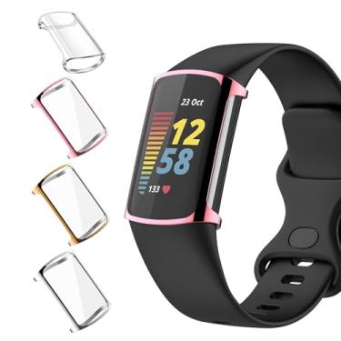 Imagem de Watbro Pacote com 4 protetores de tela compatíveis com Fitbit Charge 6/5, TPU macio, ultrafino, capa de rosto inteiro, capa protetora completa, acessórios para Charge 6 5
