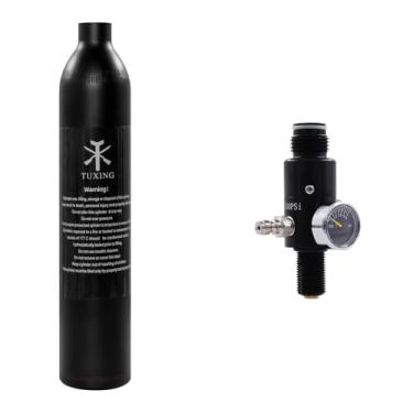Imagem de TUXING Tanque de Paintball PCP 4500Psi 0,5L Cilindro de Alumínio Aprovado CE com Válvula Reguladora de Paintball Medidor Pressão de Saída: 2200psi-M18*1,5