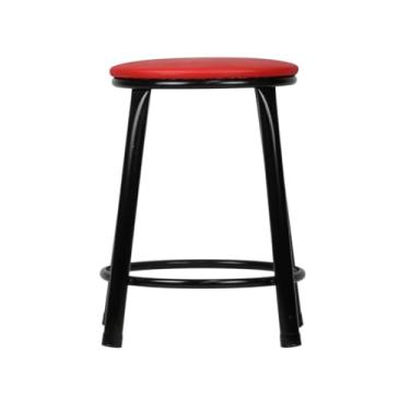 Imagem de Banqueta Baixa Moderna Multiuso Sua Casa Top Cozinha Americana Aço Balcão Area Gourmet Sem Encosto Estrutura Preto (VERMELHO)