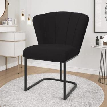 Imagem de Cadeira Flor Pés Metal Reforçado Preto Mesa Estudos Quarto - Balaqui D