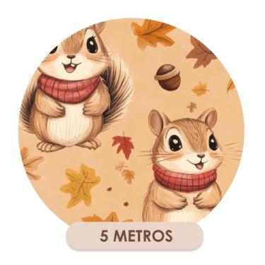 Imagem de Papel de Parede Adesivo Infantil  Outono Esquilos  - Bazar dos Quadros