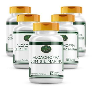 Imagem de Kit 5 Potes Alcachofra E Silimarina Cápsulas 500Mg Premium
