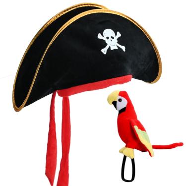 Imagem de Acessórios de fantasia de pirata uoienrt Chapéu de pirata e peça de pelúcia