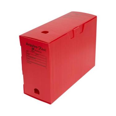 Imagem de Caixa Arquivo Morto Plastico Polionda Polibras 360x135x252mm, Vermelho