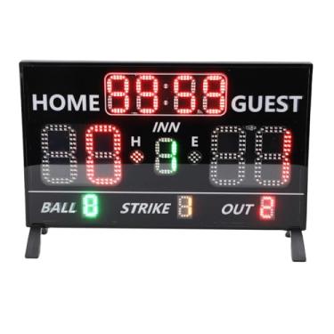 Imagem de Pontuador LED de 12 Dígitos, Gravador de Pontuação de Softball de Beisebol Com Controlador Remoto, Brilho Ajustável, Adequado para o Dia e a Noite, Placar Portátil para Jogos