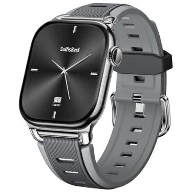 Imagem de Suitisbest Pulseiras esportivas de silicone impermeável para Apple Watch séries 10, 9, 8, 7, 6, 5, 4, 3, 2 e 1 de 42 mm, 44 mm, 45 mm, 46 mm, 4, 2 e 1 SE Ultra, cinza lua