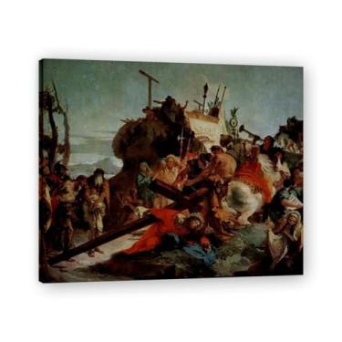 Imagem de Christ on the Road to Calvary Giovanni Battista Tiepolo Impressão em tela – Obra-prima rococó barroca, pintura escolar de Veneza, pintura a óleo decorativa para galeria doméstica 60 x 84 cm