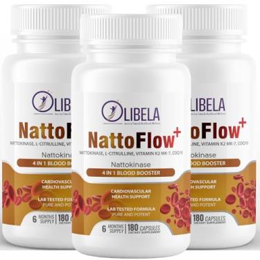 Imagem de Olibela Nattokinase 4 em 1 Natokinase 100 mg, L-Citrulina 300 mg, CoQ10 50 mg, Suplemento de Vitamina K2 MK7 para Circulação e Bem-Estar Cardiovascular, Oxido Nitrico | Sem OGM, 180 Cápsulas Veganas, Suprimento para 6 Meses