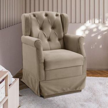 Imagem de Poltrona Cadeira de Amamentação Balanço Ternura Veludo Speciale Home, 