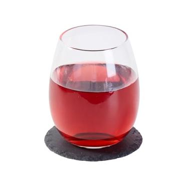 Imagem de Restaurantware Porta-copos de ardósia 8 peças 10 cm com suporte de ferro de pedra preta porta-copos para bebidas bordas rústicas fundo anti-arranhões congeláveis suportes redondos de café para cozinha