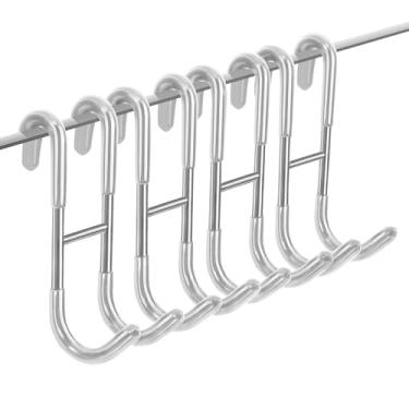 Imagem de RICHMIRTH Ganchos de porta de chuveiro de banheiro, pacote com 4 ganchos de aço inoxidável 304 para porta de vidro sem moldura, ganchos de rodo de chuveiro (prata)