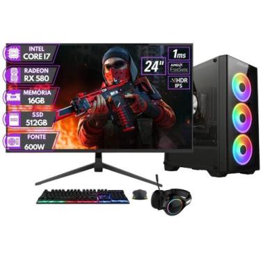 Imagem de PC Gamer Completo BluePC RUSH - Intel Core i7 16GB RAM Radeon RX 580 8