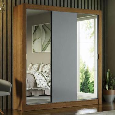 Imagem de Guarda-roupa Casal 3 Portas Com Espelhos Rustic/Cinza - MADESA