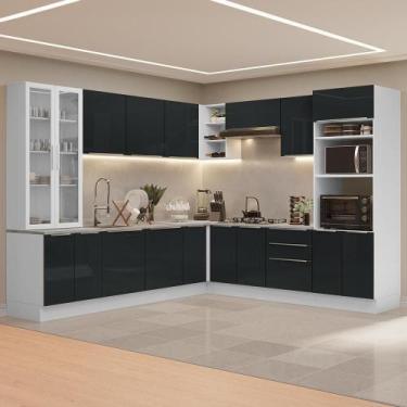 Imagem de Armário De Cozinha Completa 566cm Lux Madesa 01 Branco/Preto