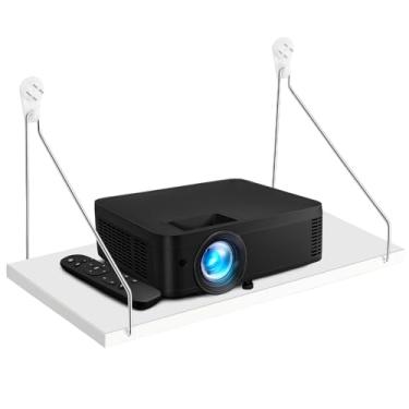 Imagem de CroBlissful Prateleira de projetor para parede, modem de 30,5 x 15,2 cm, prateleira com roteador de unhas sem costura, montagem na parede, modem cabo, caixa sob TV, suporte flutuante, acessórios