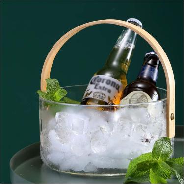 Imagem de Baldes De Gelo Bebidas Balde De Gelo De Vidro Mais Frio Balde De Champanhe Recipiente De Gelo Criativo Balde De Cerveja Gelada Com Alça Baldes De Gelo 1.4/2. 4l Cooler Bucket Bar Balde, S