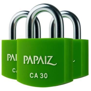 Imagem de Kit 3 Cadeados em Alumínio de 30mm CA30 - Verde - PAPAIZ