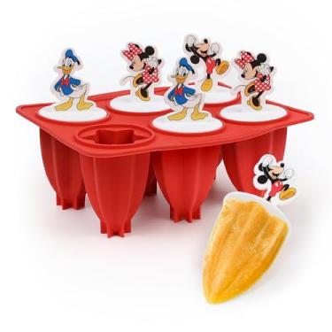 Imagem de Moldes de picolé de silicone Disney – 6 moldes reutilizáveis para picolés com Mickey e amigos ou Stitch – Molde de silicone flexível para picolé e máquina de picolé para petiscos congelados