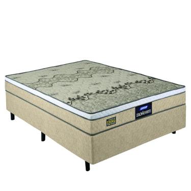 Imagem de Cama Box Casal Colchão Espuma D33 Fort Gazin 138x188x59cm Bege/Branco - Suporta até 150kg por Pessoa