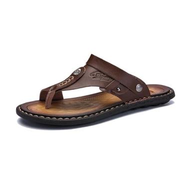 Imagem de Sandália Masculina Corretora De Joanete Respirável Para O Verão Ao Ar Livre Com Suporte De Arco, Chinelo Couro Antiderrapante Sem Atacadores Aberto Férias Na Praia, Para Plantar, Fascite(Khaki,40 EU)