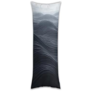 Imagem de Capa de travesseiro de corpo ondas pretas profundas ultra macia respirável longa fronha de cama decorativa 137.2 cm x 50.8 cm fronha de cama com zíper oculto capas de almofada para sofá de quarto