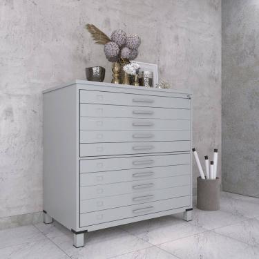 Imagem de Mapoteca 10 Gavetas Map10 120,4cm X 122,3cm Aço Cinza