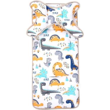 Imagem de Forro para carrinho de bebê com desenho animado fofo de dinossauro para recém-nascidos, enchimento respirável para carrinho de bebê com travesseiro para carrinhos e forro de assento de bugggies