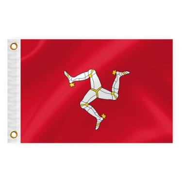 Imagem de Bandeira náutica de barco da Ilha de Man 30 x 45 cm bandeira marinha dupla face manx nylon pequeno iate vela pontão ATV bicicleta caminhão motocicleta bandeira com 2 ilhós de latão