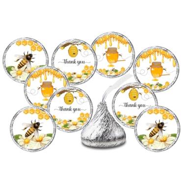 Imagem de 216 Bumble Bee Kisses Labels, Themed Stickers for Baby Shower Or Birthday Party, Event Decorations, Thank You Stickers, Wrappers, Favors Great for Tags, and Supplies. (Candy NOT Included) Made in USA