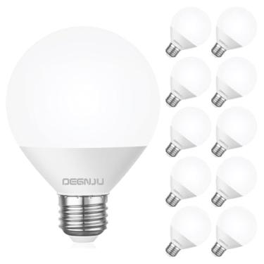Imagem de DEGNJU Lâmpadas LED, equivalente a 60 W, lâmpadas de banheiro 4000K branco frio, 800 lúmens, lâmpada globo G25 para espelho de maquiagem, formato redondo, 7W, 120V, não regulável, pacote com 10