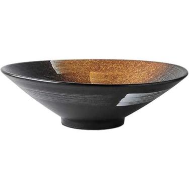 Imagem de Saladeira de cerâmica de tamanho grande, tigela fundo criativa japonesa de tamanho grande | Chucrute tigela de peixe tigela de sopa restaurante, # B (13