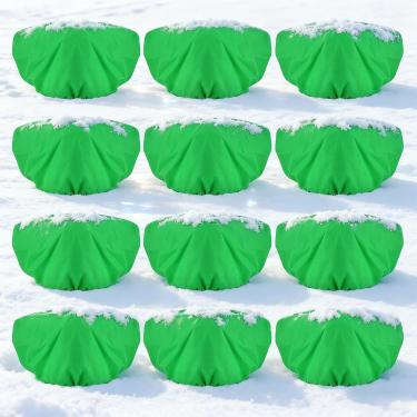 Imagem de ANPHSIN 12 peças de proteção contra congelamento de plantas - 49,8 cm x 99,8 cm sacos de proteção de plantas de arbusto de inverno, panos de cobertura geada com cordão para plantas de roseira, jardim