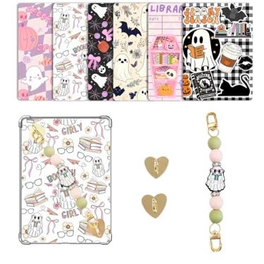 Imagem de CuddleJunk 6 peças de 17,3 cm x 12,2 cm transparentes de capa traseira compatíveis com papel Kindle branco 11 a 12 cores macias com pingente de alça de silicone, acessórios para Kindle E-reader