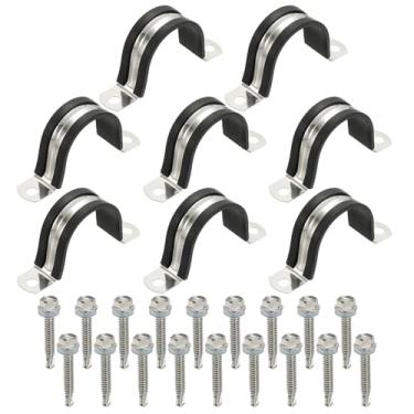 Imagem de PATIKIL 8 peças de braçadeiras de tubo, 304 de aço inoxidável 304 de aço inoxidável amortecido, braçadeiras de conduíte, tiras de tubo, clipes de fio com parafuso hexagonal para instalação de cabo de