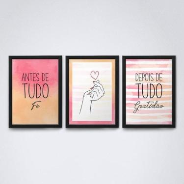 Imagem de Quadros Decorativos Fé e Gratidão, Tons V6, A4, 20x30cm