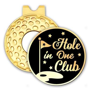 Imagem de Chapéu de golfe, clipe, orifício em um taco, ouro preto com marcador d