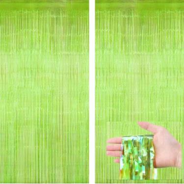 Imagem de Flâmulas de alumínio verde neon Backdrop Fanfanwin, 1 x 2,5 m, 2 unida