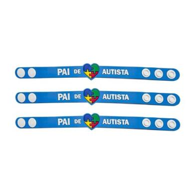 Imagem de Pulseira infantil emborrachada com regulagem pai mãe de autista identi