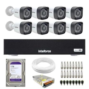 Imagem de Kit 8 Câmeras Tudo Forte TF 2020 B Full HD Bullet Visão 20M IP66 + DVR Gravador Intelbras MHDX 3108-C 8 Canais + HD 1TB