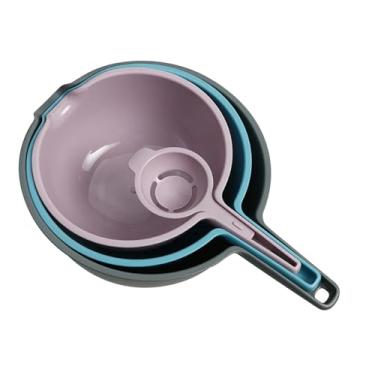 Imagem de Llazsybz Conjunto de Tigelas para Misturar, Tigelas para Servir com Bico E Alça, Escorredor E Tigela Empilhável para Preparar Waffles E Panquecas. Ideal para R, Roxo Azul Cinza, Tamanho real