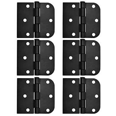 Imagem de Dobradiças pretas foscas redondas e quadradas Zion - Pacotes (6 peças)