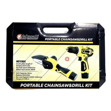 Imagem de Parafusadeira Furadeira + Motossera A Bateria 25V Nakasaki