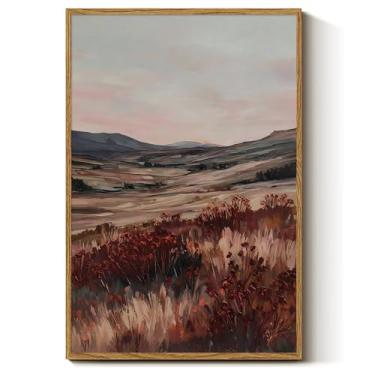 Imagem de Moody Impressão de paisagem vintage rústica arte de parede rústica pintura a óleo paisagem rural impressões de paisagem de montanha Moody arte de parede casa de fazenda decoração de arte de campo