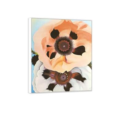 Imagem de BMZFYBS Georgia O'Keeffe Famosa arte de parede impressões em tela pronto para pendurar - flor 2-quadro branco pintura para decoração de sala de estar 90 x 108 cm 35 x 42 pol