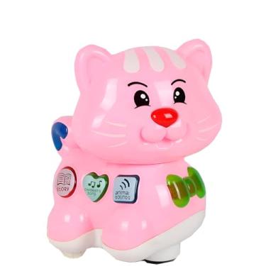 Imagem de Brinquedo Musical Educativo Gatinho Rosa, ABS, 20.5x13x17cm, com Sons de Animais e Músicas Infantis, Movimento Autônomo, Funciona com 3 Pilhas AA, para Crianças Acima de 2 Anos