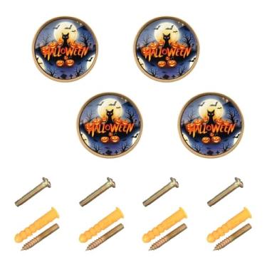 Imagem de Burbuja Maçanetas de armário de cozinha assustadoras de Halloween pacote com 4, puxadores de gaveta redonda de 3,5 cm com parafusos para armários de cozinha, quarto, armário
